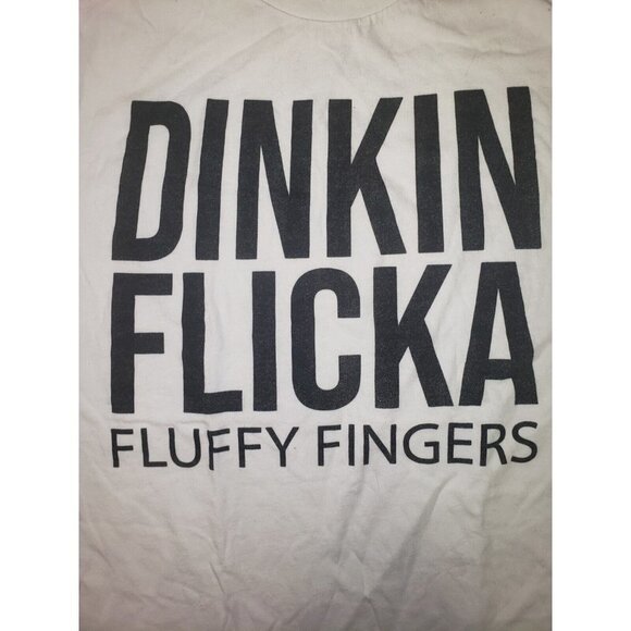 NEW Mens DINKIN FLICKA FLUFFY FINGERS White Graphic T-Shirt Size Medium - Picture 2 of 4